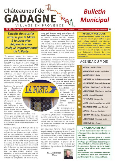Bulletin municipal Châteauneuf de Gadagne - Février 2016