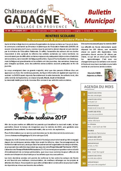 Bulletin municipal Châteauneuf de Gadagne - Septembre 2017