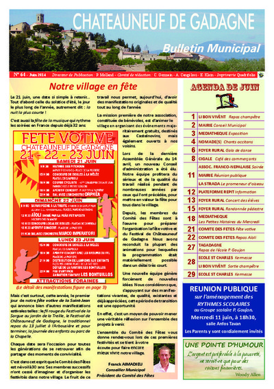 Bulletin municipal Châteauneuf de Gadagne - Juin 2014